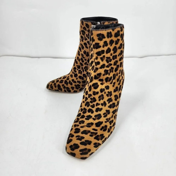 Jimmy‎ Choo Mirren Calf Hair Leopard Print Fur Side Zip Ankle Boots Size 36 NWOB - Picture 1 of 14